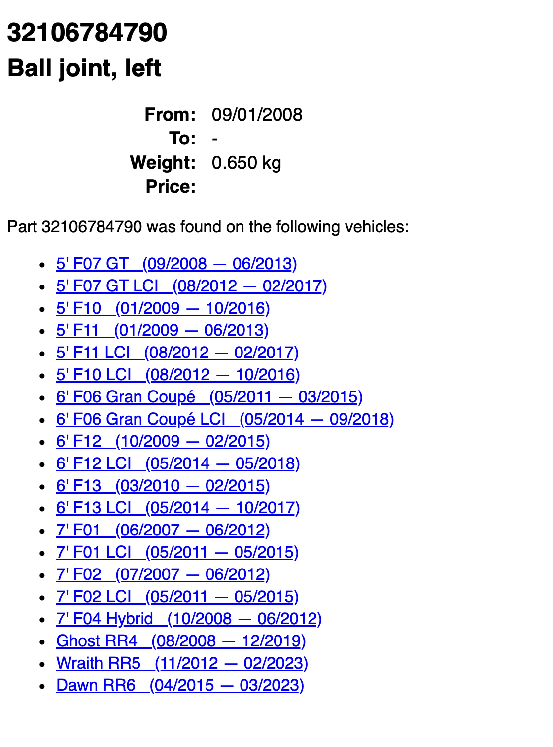 AutoPart International BMW Left Outer Tie Rod End Ball Joint Replacement 32106784790 F10 F11 F07 F01 F02