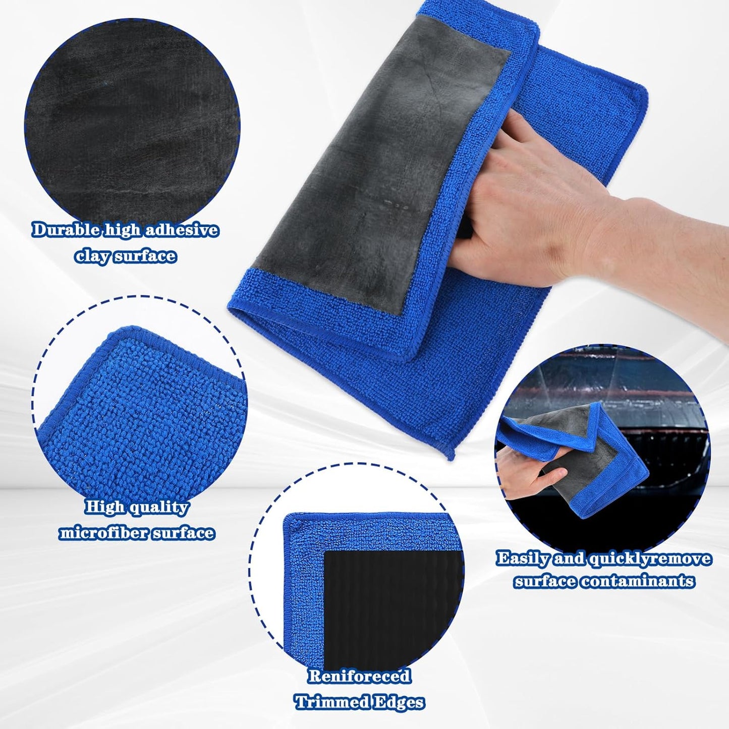 2-Pack Clay Towel for Auto Detailing – 12" x 12" Microfiber Clay Cloths for Car Wash, Drying & Decontamination | Reusable, Lightweight, Covers Large Areas
