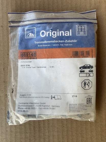 ATE BMW E36 Parking Brake Shoe Hardware Accessory Kit 669148